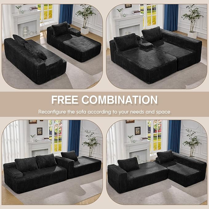 Modular Sectional Sofa Couches L-Shape Couch 3 Seat Modular Sofa Memory Foam