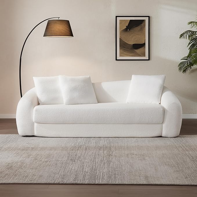 SICOTAS 90.6" Curved Convertible Sofa Couch Bed
