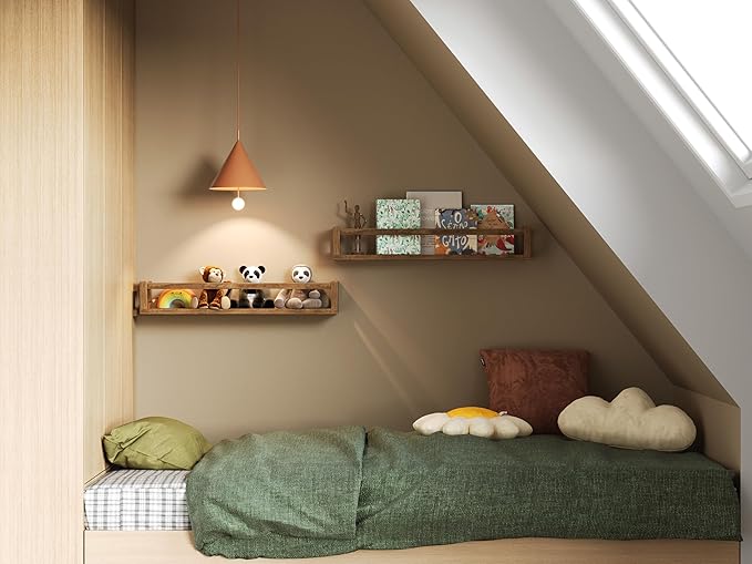 Upgraded Thick Floating Shelves, 24 Inch Solid Wood Bookshelf