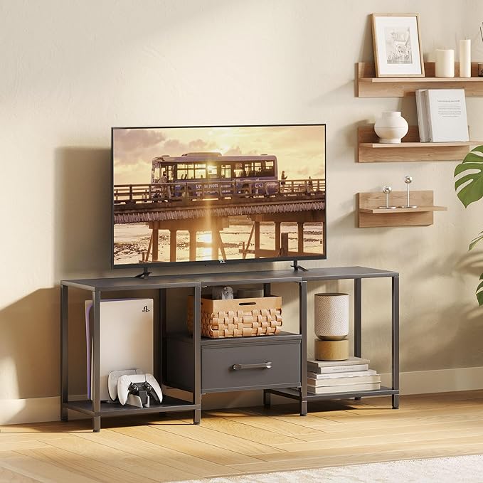 JARHETUN TV Stand with Fabric Drawer