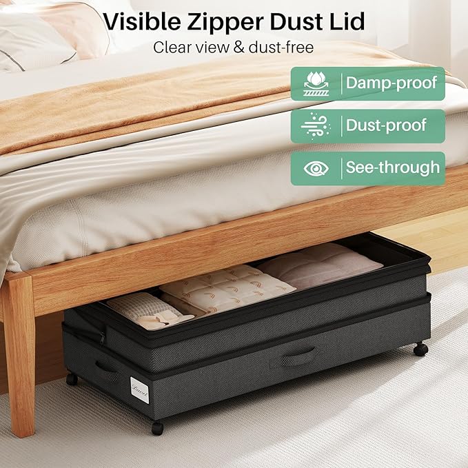 Kitstorack 2Pack Height-adjustable Under Bed Storage