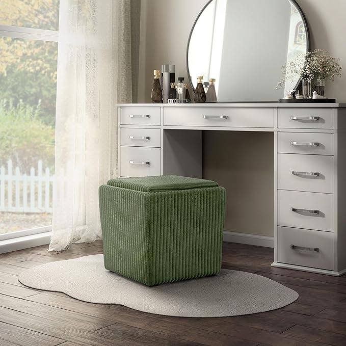 Furniture of America Lennox Modern Chenille 17-inch Square Storage Ottoman