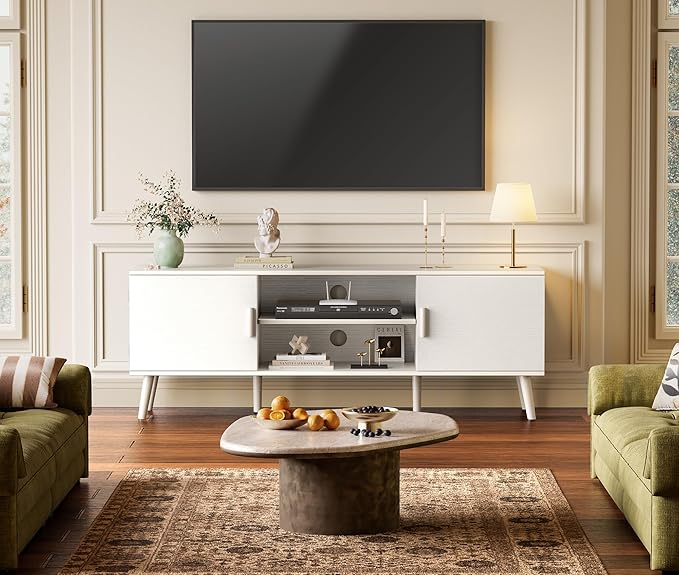 SUPERJARE TV Stand for 55 Inch TV, Entertainment Center