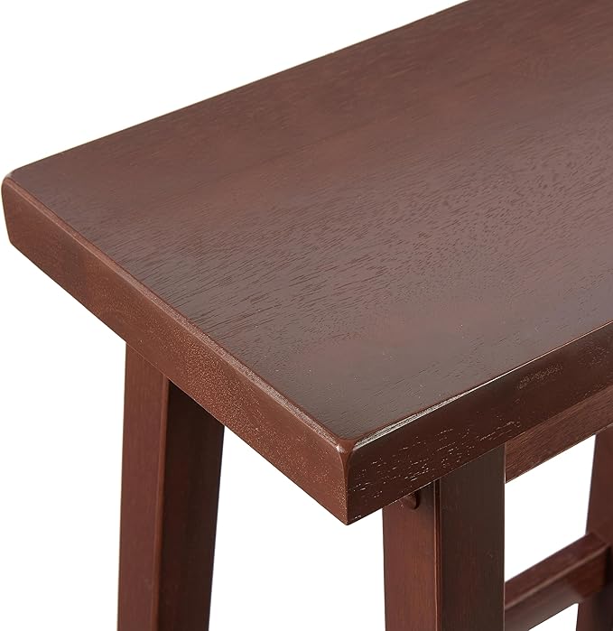 Amazon Basics Solid Wood Saddle-Seat Counter Height Bar Stools