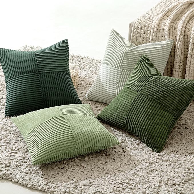 MIULEE Spring Green Decorative Throw Pillow Covers 18x18 Inch Set of 4 Boho