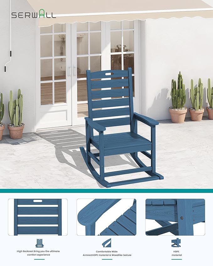 SERWALL Outdoor Rocking Chair Set of 2, Oversized Rocking Chair