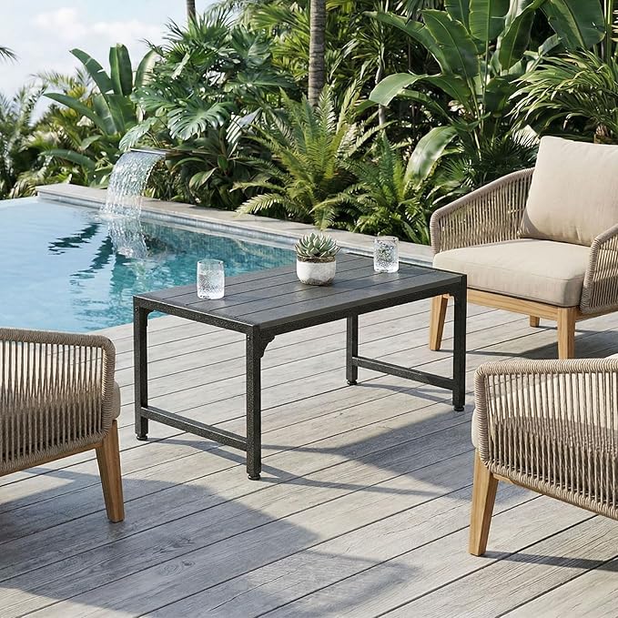 ODK Outdoor Coffee Table, Rectangle Weather-Resistant Patio Coffee Table