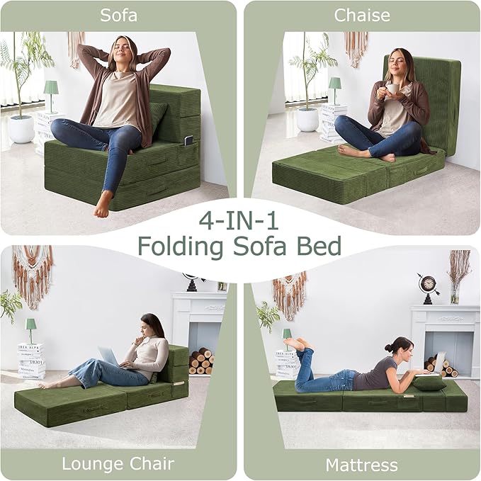 Folding Sofa Bed, 4 in 1 Convertible Sleeper Chair