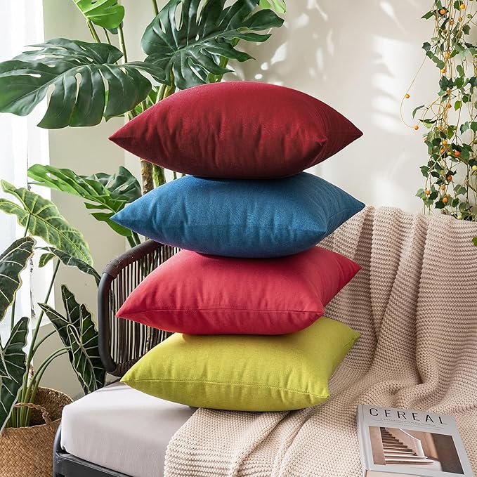 MIULEE Pack of 2 Decorative Outdoor Solid Waterproof Throw Pillow Covers Faux
