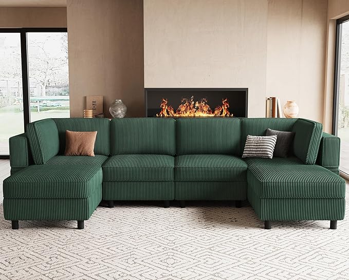 Belffin Modular Sectional Sofa U Shaped Sectional Sofa Couch 6 Seater Corduroy