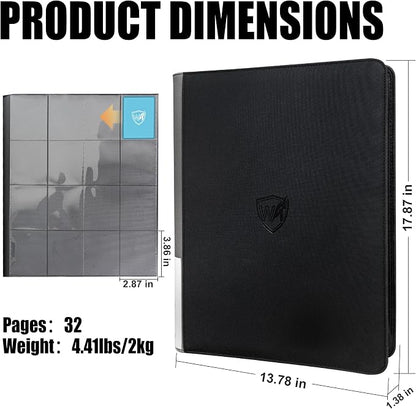 Card Binder for Trading Cards,16 Pocket with 32 Sleeves up to 1024 Cards, Waterproof Card Storage Book with Sleeves, Fits Baseball Football Basketball Sports Cards