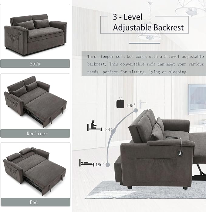 55.5" Small Sleeper Sofa Couch