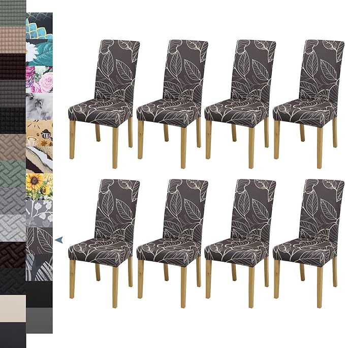 BIETYONE Stretch Dining Chair Covers Set of 8, Soft Removable Washable Kitchen