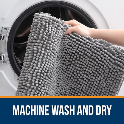 OLANLY Large Bathroom Rugs 47x32, Extra Soft Absorbent Chenille Bath Rugs, Rubber Backing Quick Dry, Machine Washable Bath Mats for Bathroom Floor, Tub and Shower, Home Decor Accessories, Grey