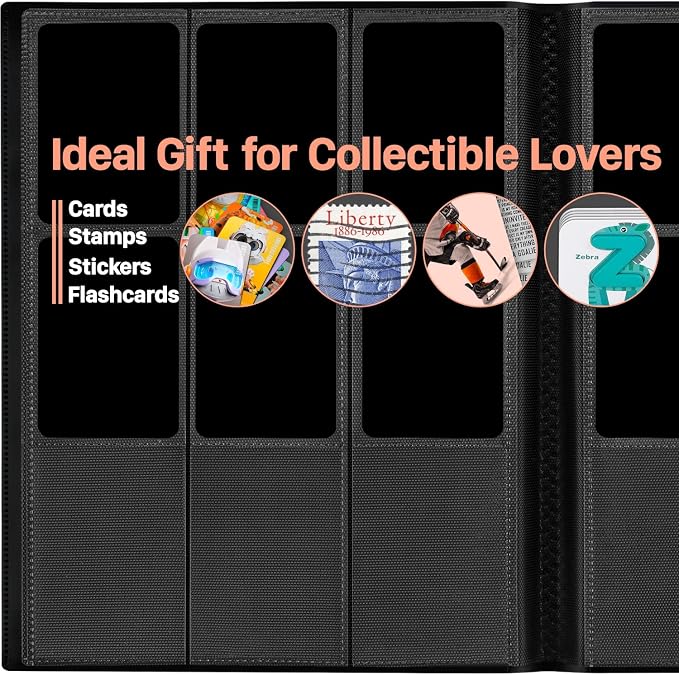 【2026】Trading Card Binder 9 Pocket, Premium Sports Collection Binder Game Cards Book with Sleeves Side Loading, Anti-open Strap Double Sided Waterproof 360 Card Folder
