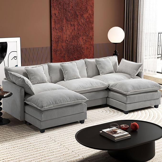 Ihanherry 111.4" U Shaped Modern Cloud Sofa Modular Sectional Couch
