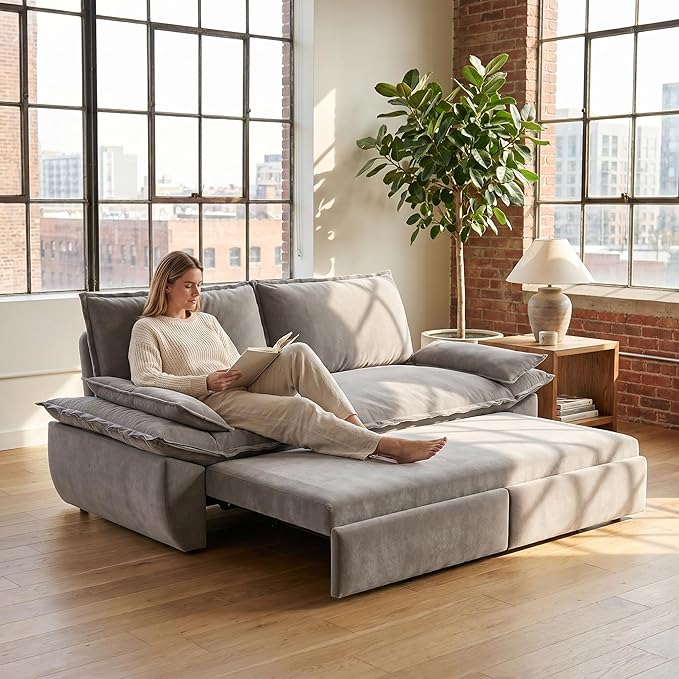73.2" Sofa Bed Queen, 3-in-1 Pull Out Sofa Bed