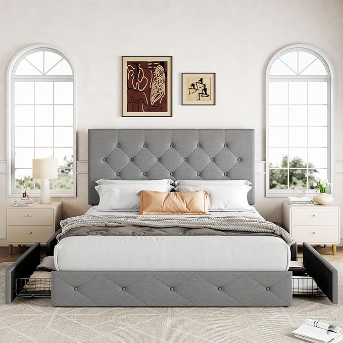 Allewie Upholstered Full Size Platform Bed Frame