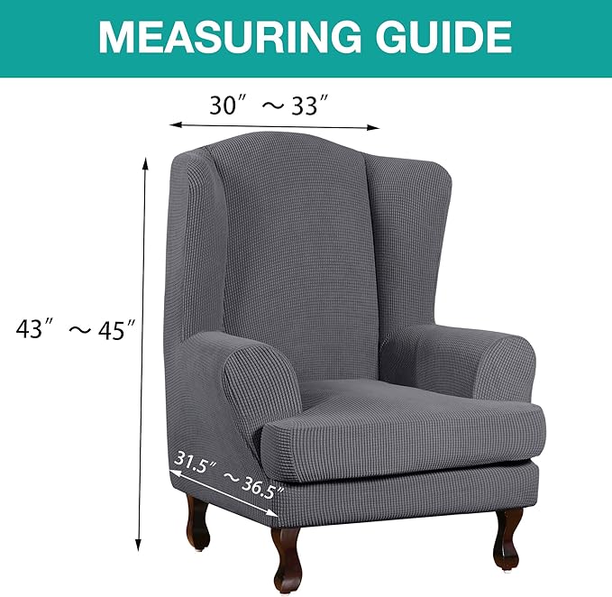 Turquoize Wingback Chair Covers 2 Piece Wing Chair Slipcover Stretch Slipcovers