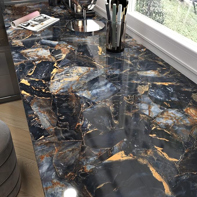 Marble Black Contact Paper Peel and Stick Countertops Gold Contact Paper Peel