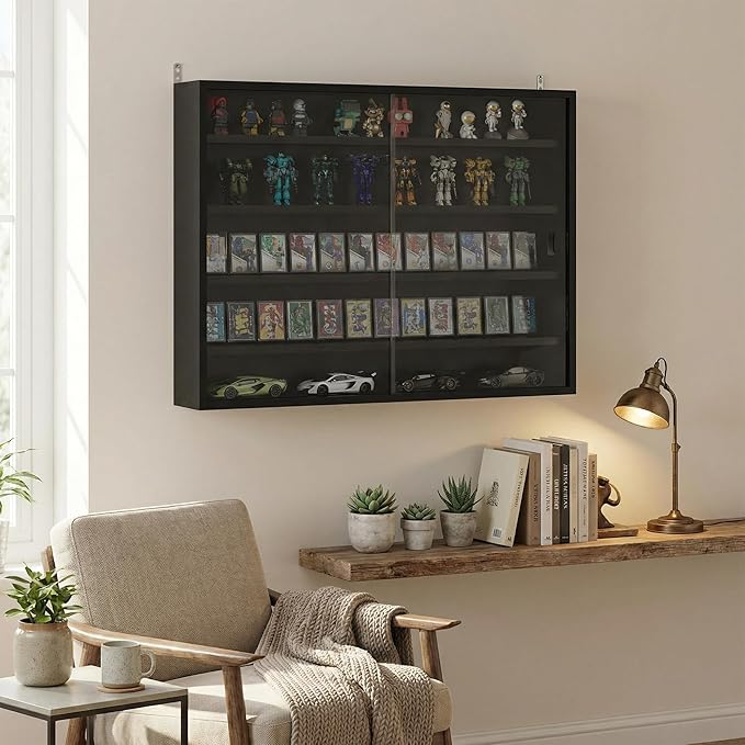 HOMCOM 5-Tier Display Cabinet, Glass Door Cabinet