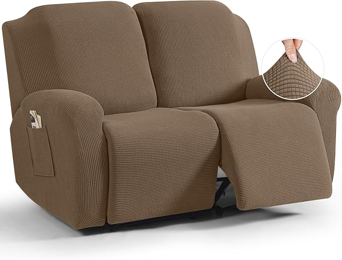 TAOCOCO Recliner Loveseat Slipcover, 6 Pieces Dual Recliner Sofa Covers
