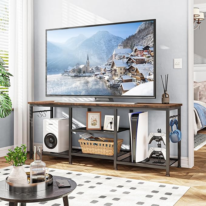 YGEOMER TV Stand for TVs Up to 55 Inch, Entertainment Center for Living Room
