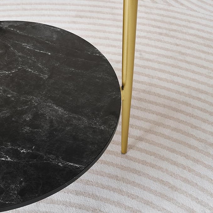 LumFurn Round Glass End Table, Mid-Century Modern Design Sofa Table