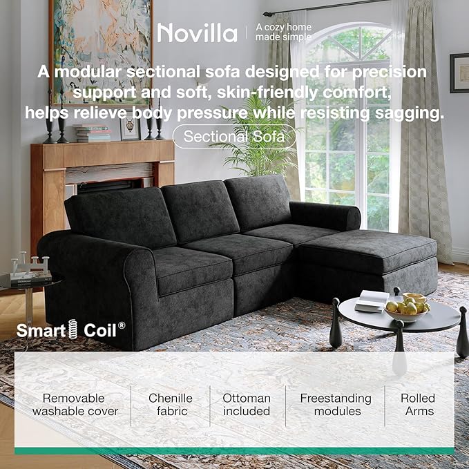 Novilla 108" Modular Sectional Sofa, Modular Sectional Couches