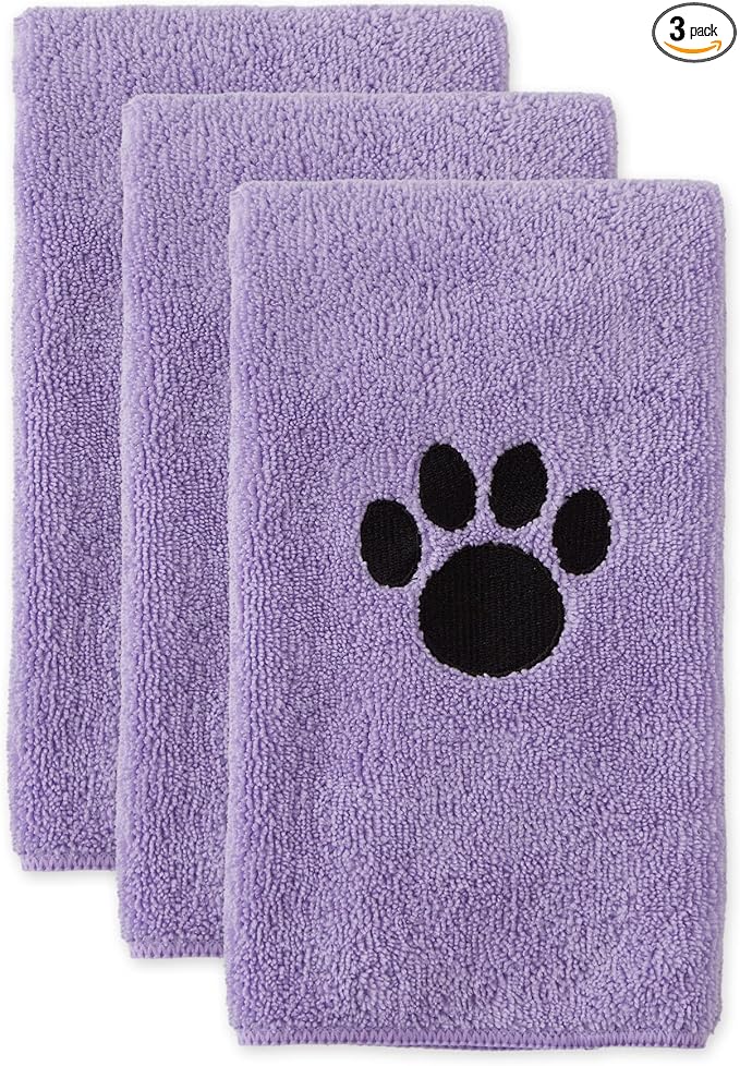 Bone Dry Pet Grooming, Embroidered Microfiber Towel Drying Collection, 15x30, Lavender
