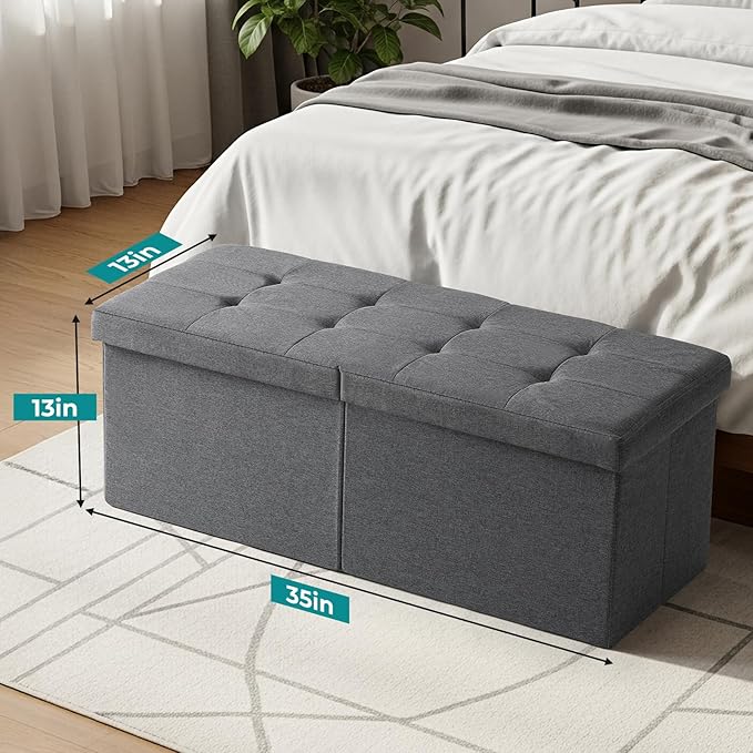 35-INCH Storage Ottoman Bench, Footrest