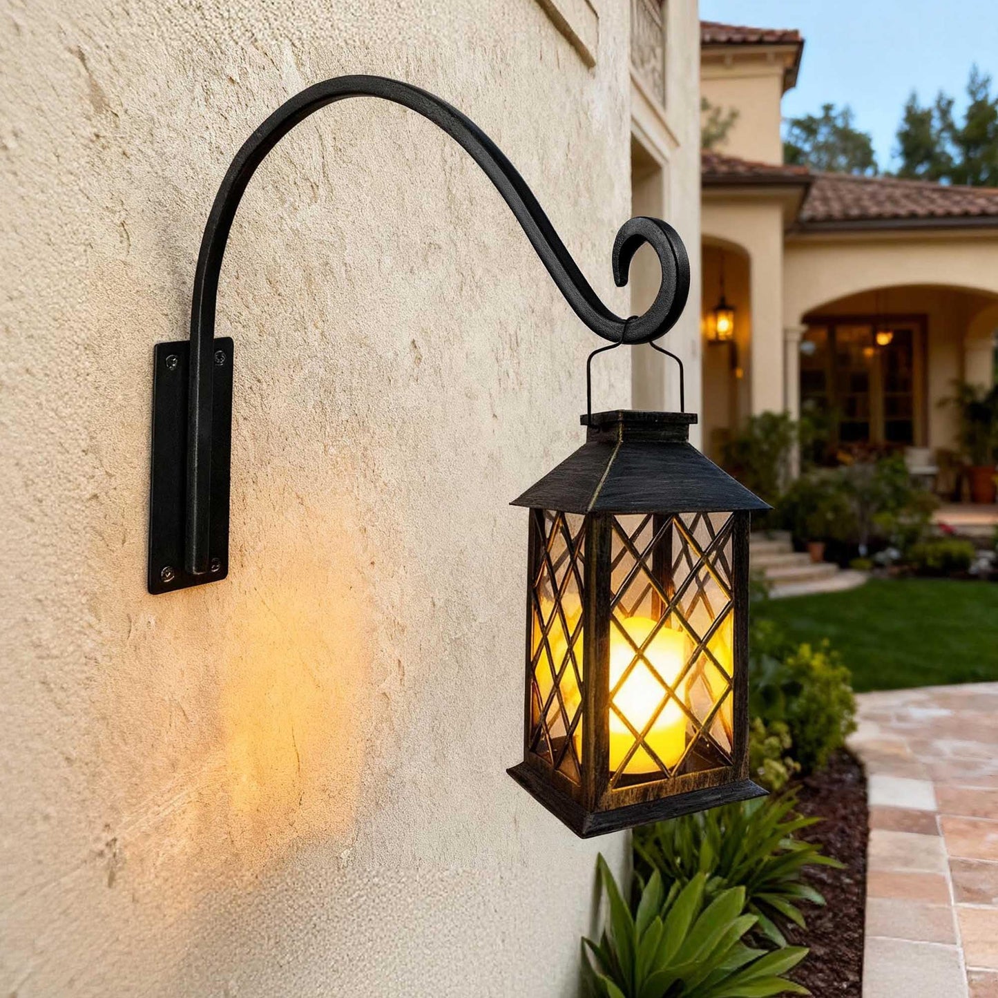 Lifyzoon Heavy Duty Plant Hanger Bracket (22"/Black) Outdoor Hand-Forged Hanging Plant Bracket Durable and Stable Bird Feeder Hanger