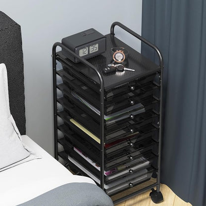 Simple Houseware Utility Cart with 8 Drawers Rolling Storage Art Craft Organizer, Black