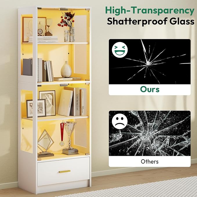 Lamtor 67-inch Glass Display Cabinet – Curio Cabinet