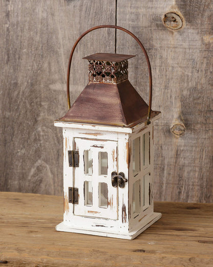 Your Hearts Delight White Rusty Top Small Lantern, Multi