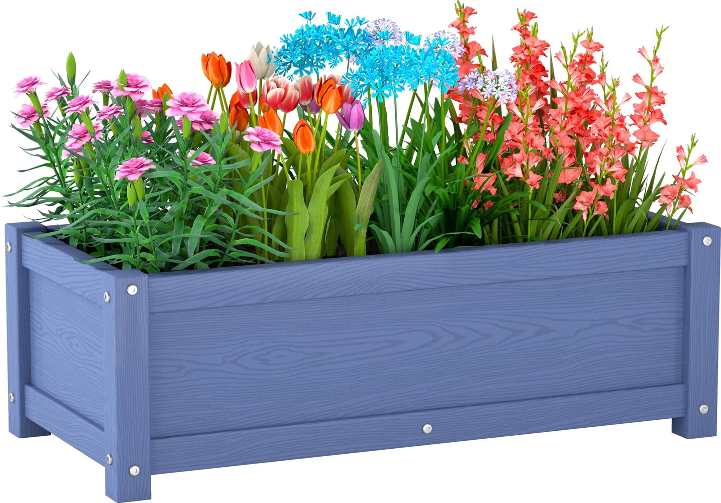 KETOYARK HDPE Raised Planter Box Outdoor,Rot-Resistant and Non-Cracking,Small Raised Beds for Gardening 29.5 * 14.4 * 9.8 in for Yard,Lawn,Outdoor Planter Boxes Rectangle with Drainage Holes Navy
