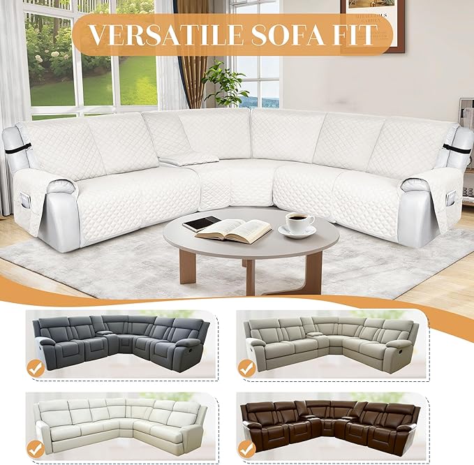HDCAXKJ 100% Waterproof Reclining Sectional Couch Covers L Shape Recliner Sofa