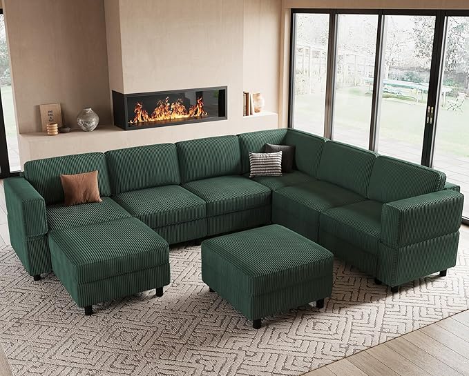 Belffin 114.2" 8 Seats Modular Sectional Sofa U Shaped Couch