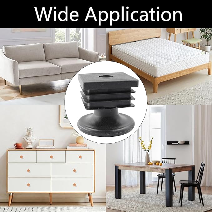 8Pcs Adjustable Leveling Feet 38 x 38mm Square Insert Kit Furniture Glide