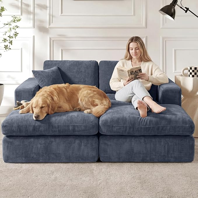 80.7" Oversized Double Chaise Lounge Chair Indoor, Cloud Boneless Sleeper Sofa