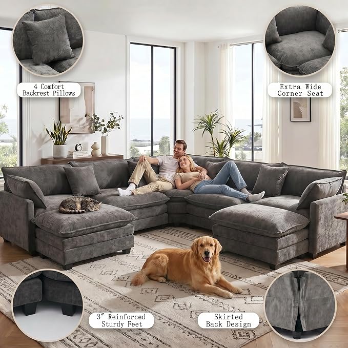 111.4" V-Shaped Corner Couch Sectional