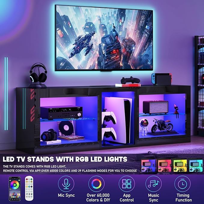 chartustriable LED TV Stands W/Power Outlet