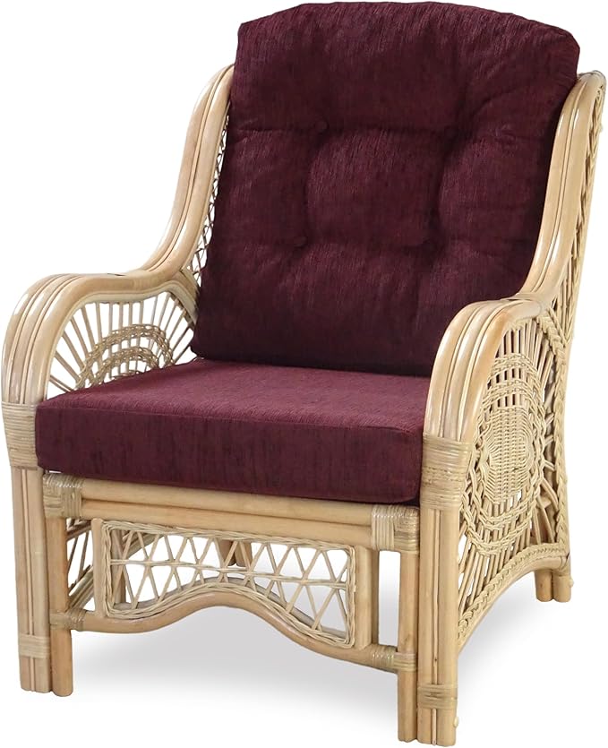 Malibu Lounge Living Accent Armchair Natural Rattan Wicker Handmade Design