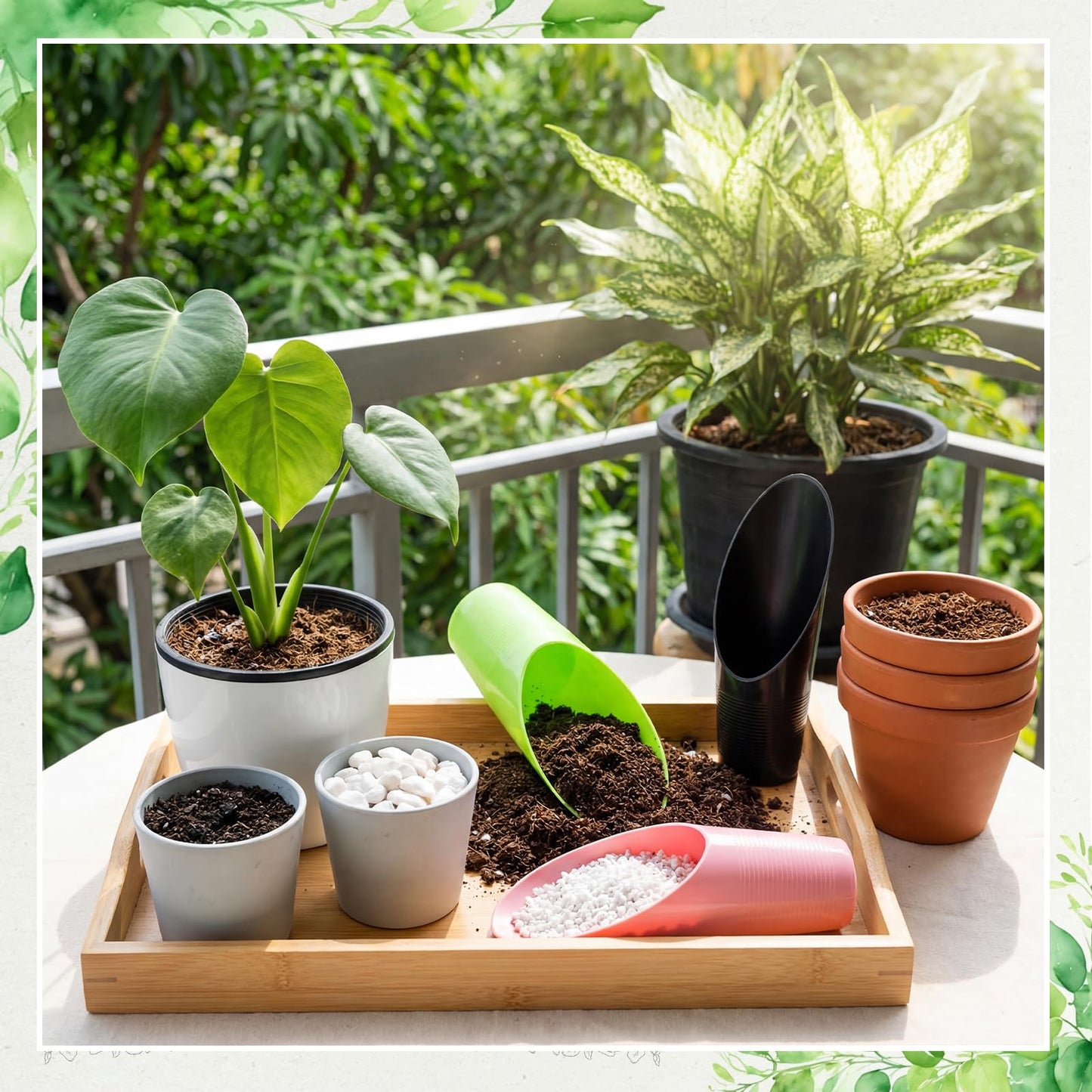 Lothee 48 Pcs Bonsai Soil Scoops Small Plastic Garden Soil Scoop Set Colorful Small Potting Shovel for Garden Tools