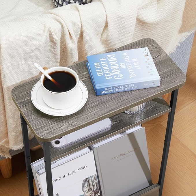 Narrow Side Table, 3-Tier Slim End Table