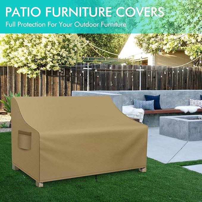 WLEAFJ Patio Sofa Cover Waterproof, 3-Seater Outdoor Sofa, Heavy Duty Deep