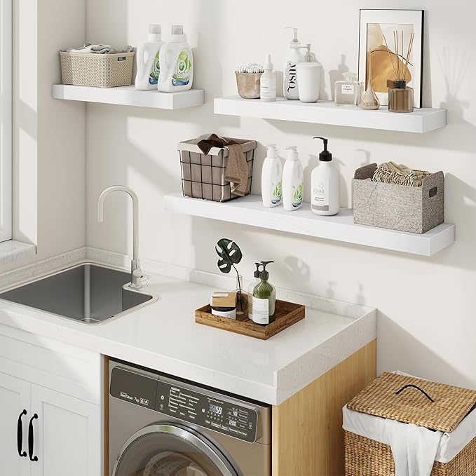 fuqing Floating Shelves for Wall, Wall Mounted Wood Floating Shelf