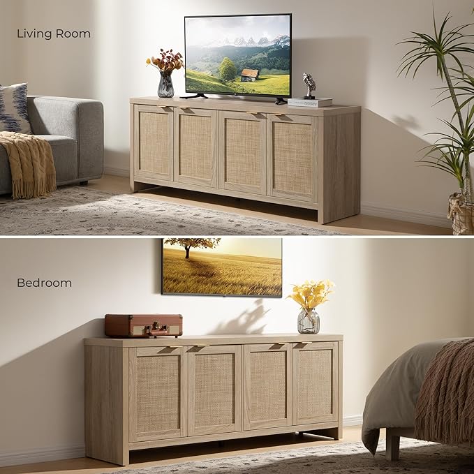 SICOTAS TV Stand for Living Room Boho Entertainment Center for Bedroom