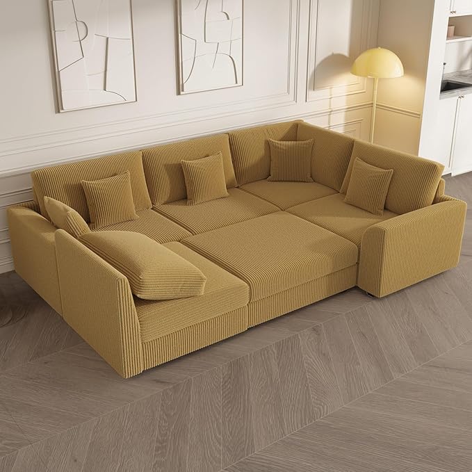 146" Modular Sectional Sofa, Oversized U Shaped Couch, Convertible Sleeper Sofa