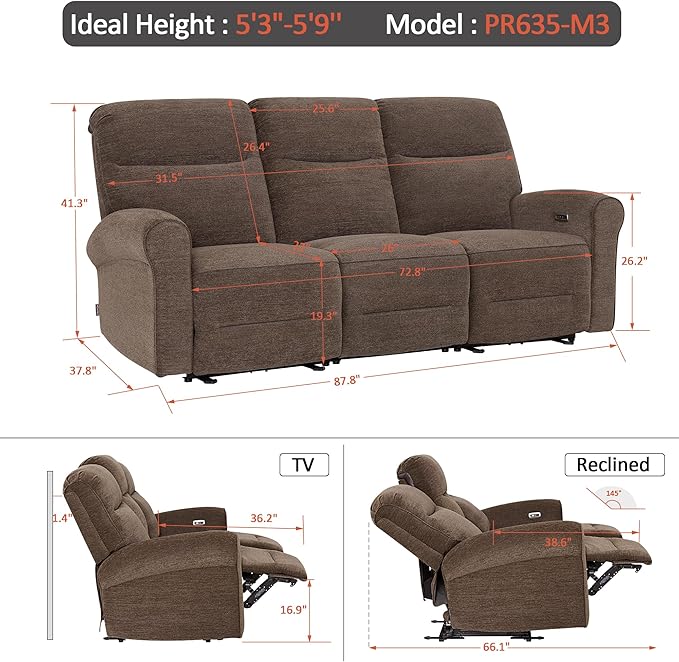 MCombo 87.8" Wall Hugger Power Reclining Sofa